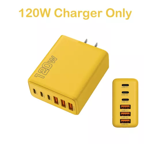 120W Fast Type C Wall Charger , 5-In-1 Fast Cable For Motorola Moto G 2025/2024 - Picture 12 of 35