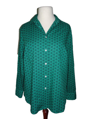 WALBUSCH Extraglatt Damen Bluse Hemdbluse mit Muster Baumwolle Grün Gr. 42 NEU!