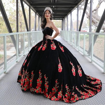 red black quinceanera dresses black and red quince dresses Gorgeous Black and Red Embroidery Quinceanera Dresses, Lace Applique Tulle Gowns-parroquiadesanalbertomagno.com