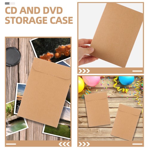 100 Pcs Kraft Paper CD Bag Dvd Disc Storage Pouch Holder Sleeves - Photo 3/12