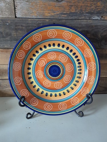 Italian Swirl Platter Handpainted Earthenware 14⅝" Excellent Used Condition - Picture 6 of 9