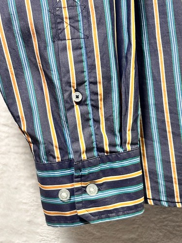 Camicia M&S blu porto a righe grande puro cotone manica lunga polsino con bottoni - Foto 4 di 9