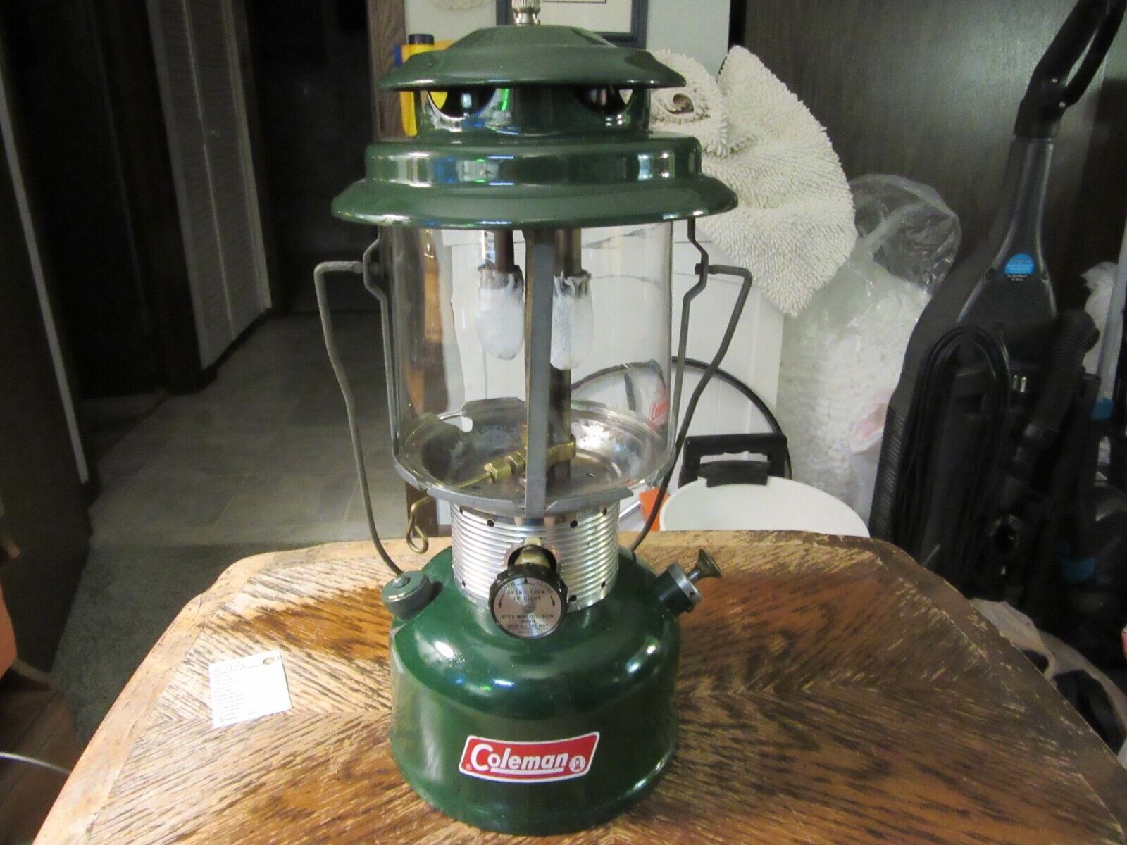 Coleman 220F Double Mantle Camping Lantern Green Dated 1/71
