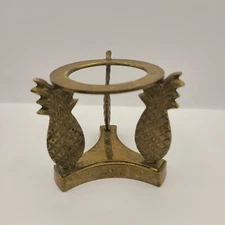 Brass Pedestal Pineapple Stand Plant Candleholder Display Vtg Riser Gold Tone