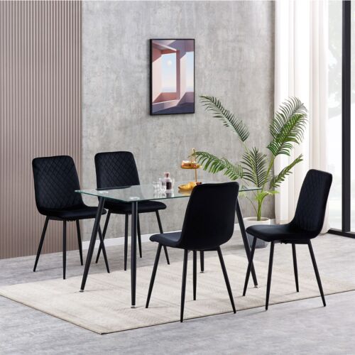 Set of 1/2/4 Designer Velvet Fabric Dining Chairs Metal Legs Lexi Chairs - Picture 6 of 58