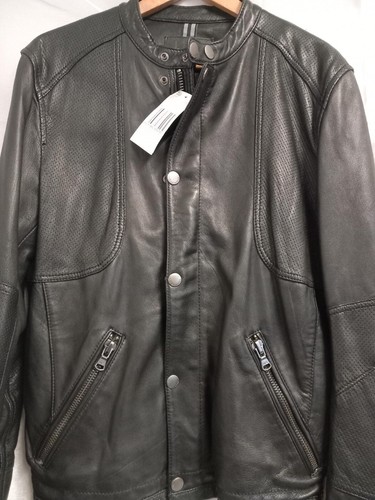 H.E By Mango Mens Biker Style 100% Sheep Leather Jacket - Size S - BNWT - Picture 7 of 9