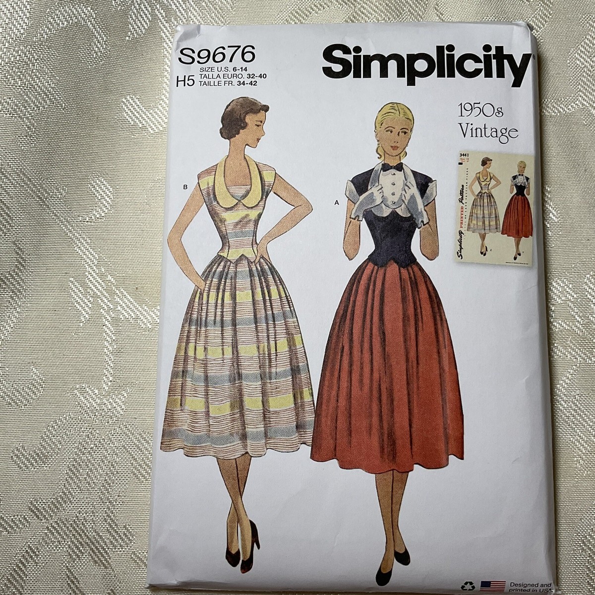 SIMPLICITY S9676 2 PC DRESSES RETRO 50S MISSES SIZES 6 8 10 12 14 NEW FF