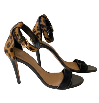 Veronica Beard Leopard Leather Pony Hair Sandals Heels Size US 8.5 Roan