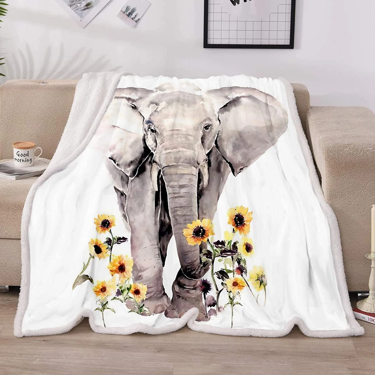 Sunflower Elephant Blanket,Best White Elephant Gifts for Women Ideas,Unique  Sunf