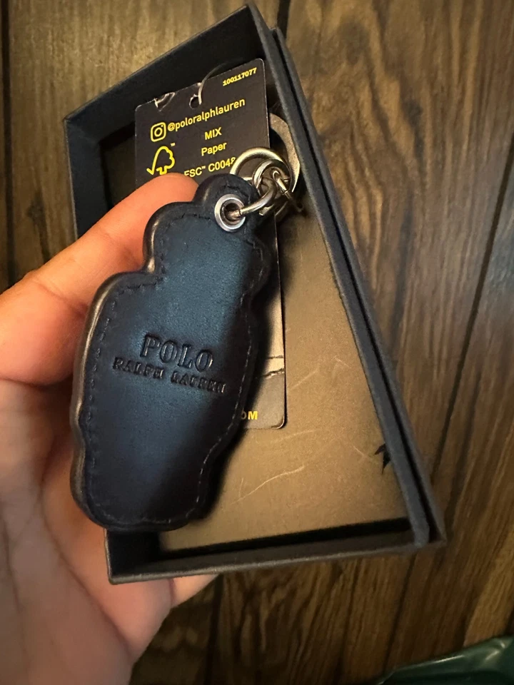 Polo Ralph Lauren Polo Oso Cuero Llavero Dije con Caja de Regalo Nuevo Foto 4 de 4