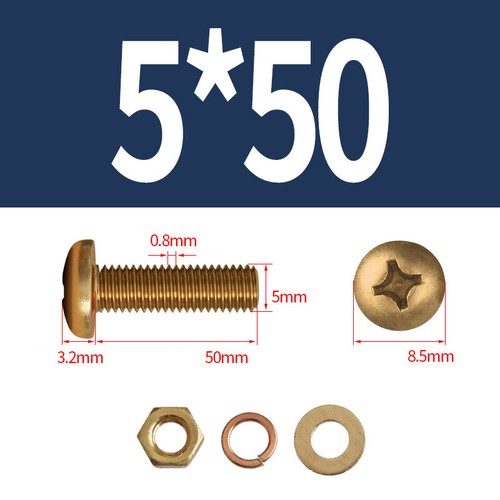 Brass Phillips Screws Bolts with Washers & Nuts Metric M3 M4 M5 M6 M8 - Picture 40 of 62