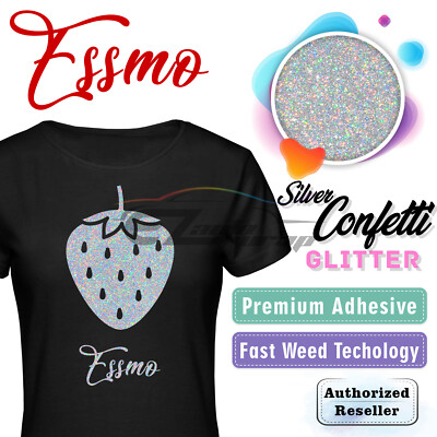 Silver Confetti Glitter Heat Transfer Vinyl HTV T-Shirt 20'' Wide Iron Press DG15
