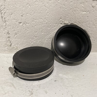 Fernco QC-103 2 Pack 3'' Qwik Cap Flexible PVC Pipe Cap, Stainless Steel Clamps
