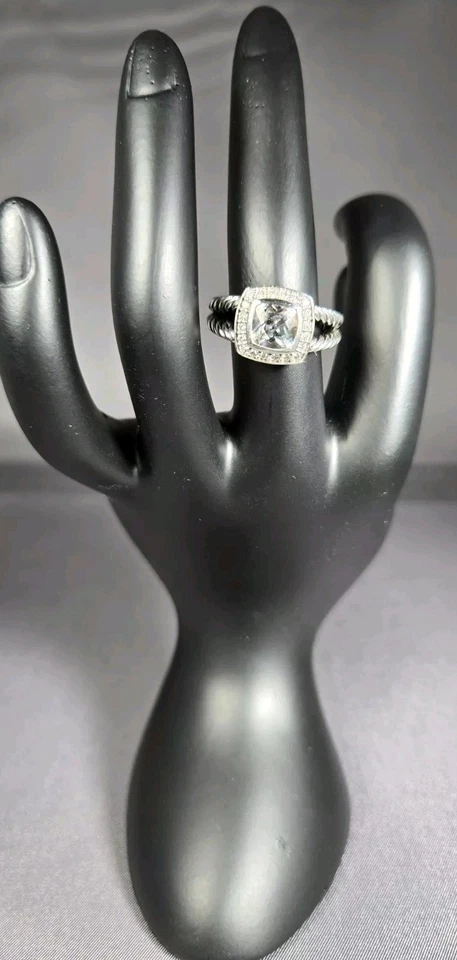 DAVID YURMAN MUJER TOPACIO BLANCO DIAMANTES PLATA 925 6,4 G TALLA 6/2 Foto 3 de 4