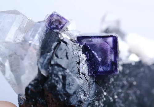 30g Natural Purple Fluorite & Wolframite Crystal Mineral Specimen/YaoGangXian - Picture 7 of 12