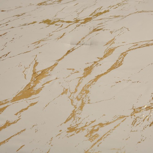 WONGS BEDDING Gold Metallic Marble Khaki Comforter Queen Set Foil Print Glitter - 第 3/6 張圖片