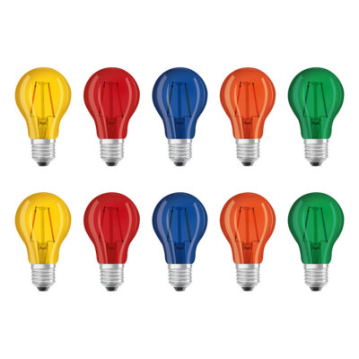 10 x Osram LED Filament Leuchtmittel bunt 2W = 15W E27 Rot Grün Blau Gelb Orange