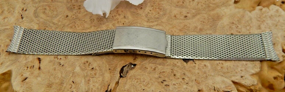 Vintage Duchess 17.5mm stainless steel mesh deployment clasp watch band USA made - Изображение 2 из 4