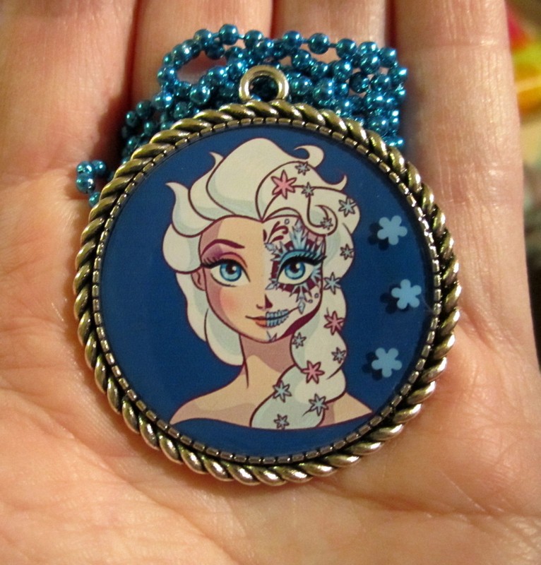 Elsa Necklace Sugar Skull - Handmade Resin