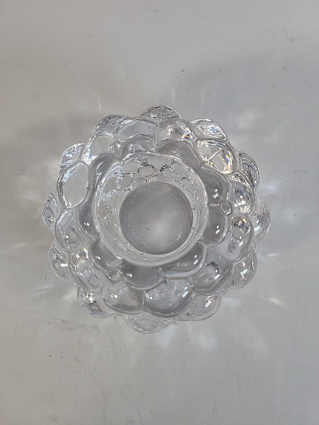ORREFORS Swedish Crystal Raspberry Votive Candle Holder 4&rdquo; Wide Signed Beautiful