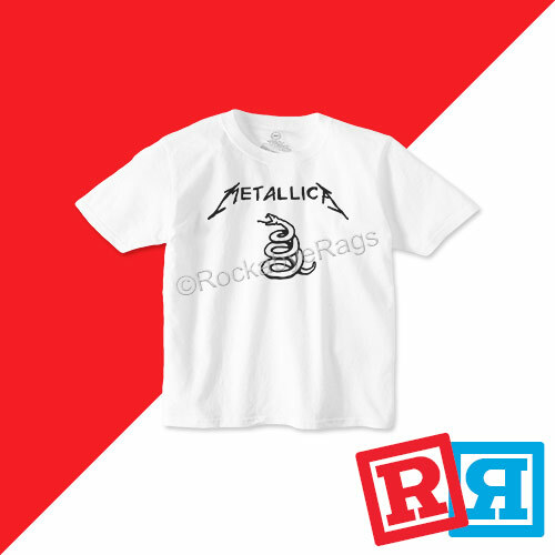 Metallica Black Album T-Shirt Cotton Crew Top Boys Toddler White Short Sleeve - Picture 2 of 4