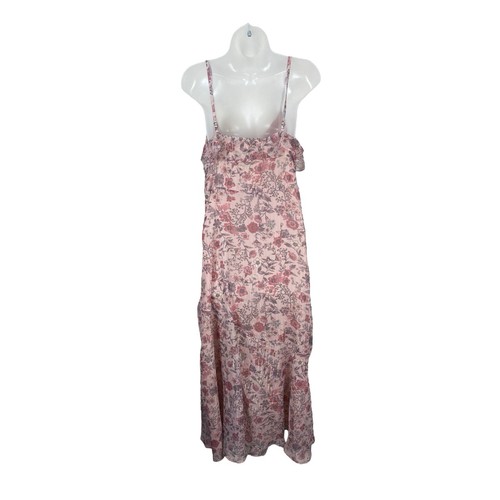 Lucky Brand Women's Ruffle V Neck Sleeveless Midi Dress Floral Pink Medium - Picture 4 of 9