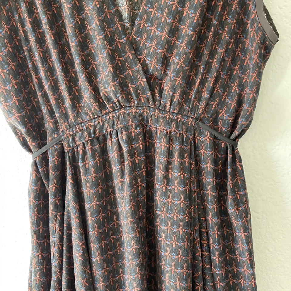 Vestido Simply Vera Wang con lazo trasero XL drapeado estampado sin mangas pañuelo dobladillo Foto 2 de 4