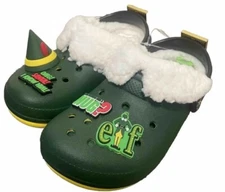Crocs Kids Christmas Classic Lined Buddy Elf Clogs Sz. NEW SzJ1 NEW WILL FERRELL