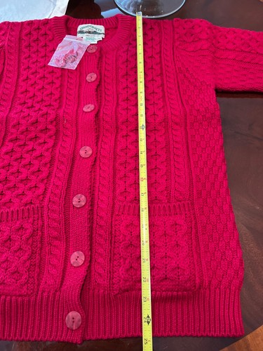 Irish Aran Crafts Ladies Buttoned Cardigan Size S Red - Picture 6 of 11