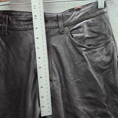 VINTAGE Gap Men Pants 31 Black Leather Straight Biker Mid Rise