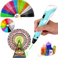 3D Printing Pen Kit 3D Drawing Pen with Led Display 12 Color Filament for Kids