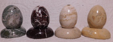 MARBLE EGGS w/ Matching STANDS Pakistan 3.5in Lot of 4 Vintage Multi Color