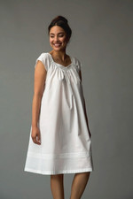 Cap Sleeves White Cotton Knee length Sleepwear Woman Nightgown Good Quality M
