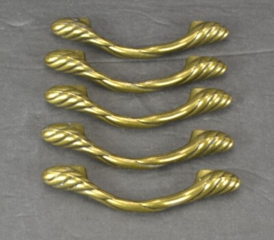 Cosmas Twist Cabinet Drawer Handles Pulls Set of 5 Brass Colored Model 1470SN