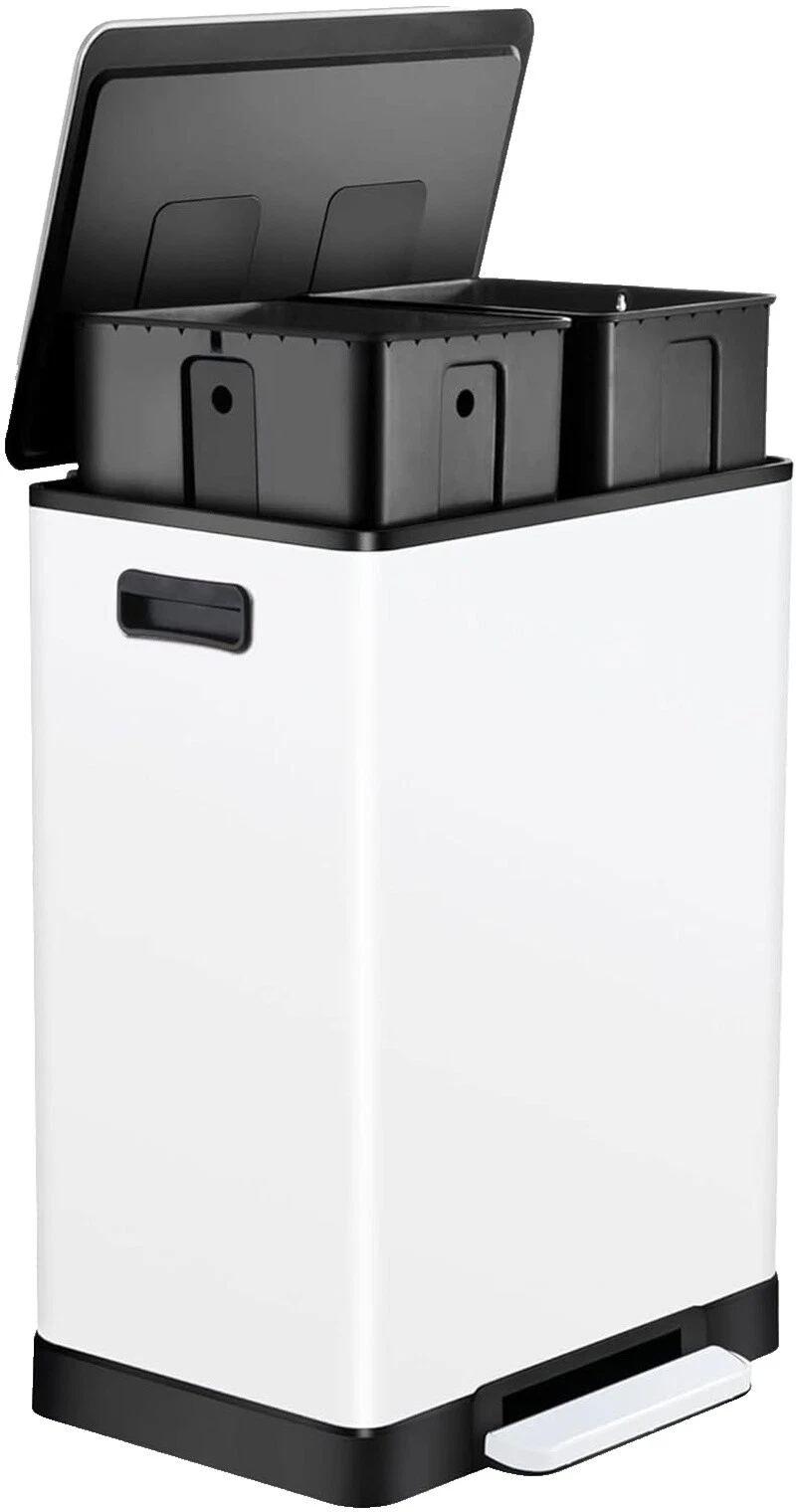 Белые металлические корзины для мусора и корзины для дома