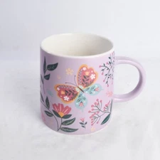 Old East Main Co Purple Spring Floral Butterflies Coffee Mug Cup Mothers Day