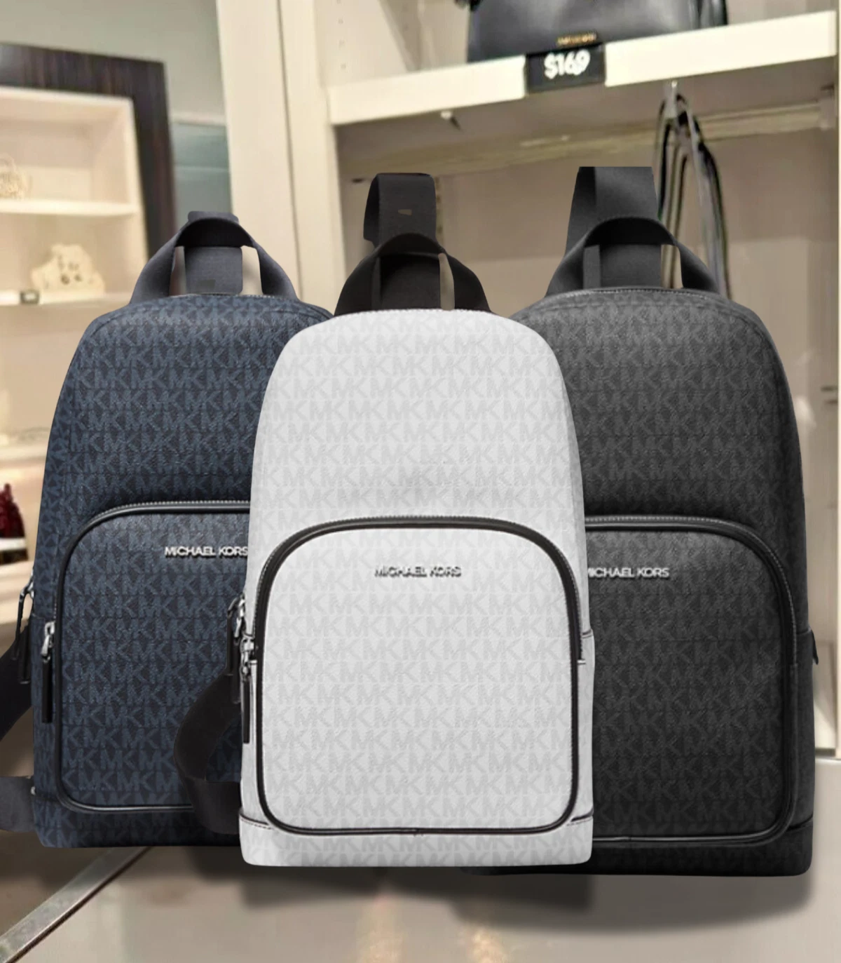 Michael Kors Cooper Men MK Logo Sling Pack Shoulder Crossbody Bag Variation