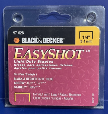 1/4'' Staples Black and Decker (1000 Pack) Elec. Easyshot Arrow Stanley