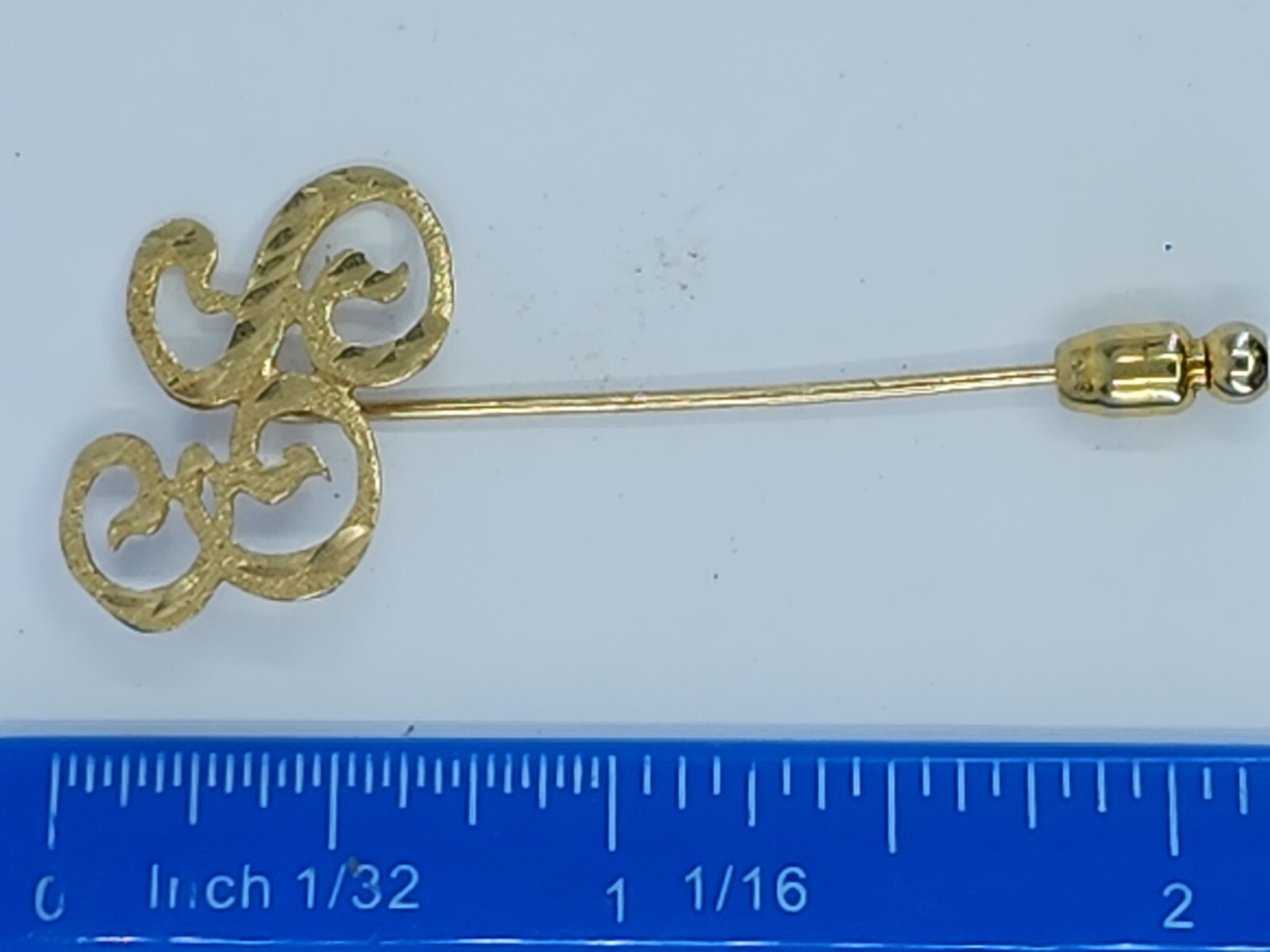 TEXTURED MONOGRAM INITIAL ES SOLID 14K GOLD PIN ~… - image 5