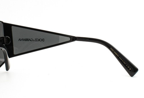 Dolce & Gabbana Sunglasses DG2305 01/87 Shiny Black Shield Gray Lens w/case - Picture 7 of 10