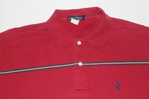 VTG-Nautica-Mens-Medium-Polo-Sailboat-Logo-Red-Striped-Shirt