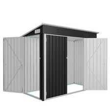 8x4 FT Outdoor Storage Shed Metal Utility Shed w/3 Access Doors for Patio Tools