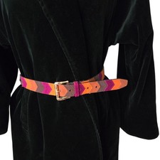 Vintage Guess Leather Womens Colorful Boho Tapestry Western Bohemian Belt