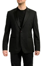 Hugo Boss Men's C-JeffS Black Wool Two Button Tuxedo Style Blazer US 42R IT 52R
