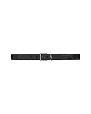 SAINT LAURENT 590 Black Cassandre Leather Belt New  Authentic