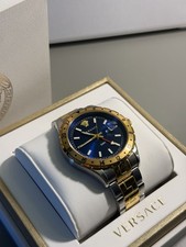 Versace Hellenyium V11060017 GMT Blue Dial Rose Gold Men's Watch Full Set