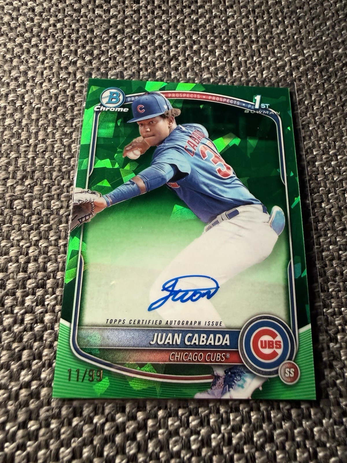 Juan Cabada 2025 BOWMAN CHROME SAPPHIRE 1ST GREEN AUTO /99 CPSA-JC