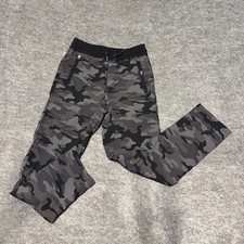 Gap Kids Boys Nylon Active Pants Size XL Grey Black Camouflage Zip Stretch