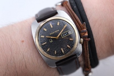 1972 bulova accutron Timeworn Black Dial, Running. Insane Patina