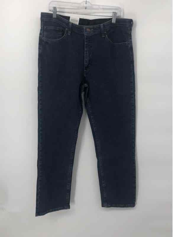 Wrangler Authentics Mens Blue Denim Dark Wash Straight Leg Jeans Size 36x30